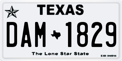 TX license plate DAM1829