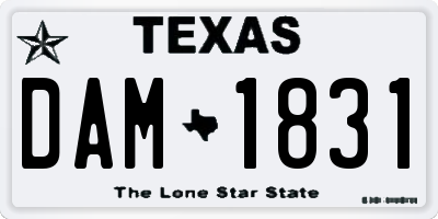 TX license plate DAM1831