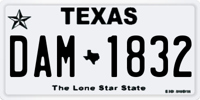 TX license plate DAM1832