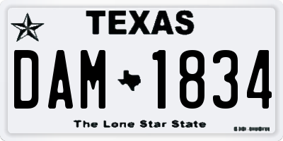 TX license plate DAM1834