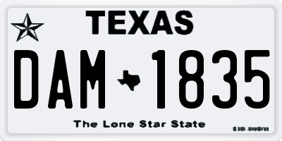 TX license plate DAM1835