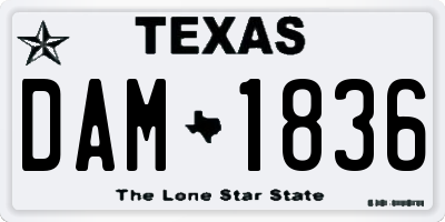 TX license plate DAM1836