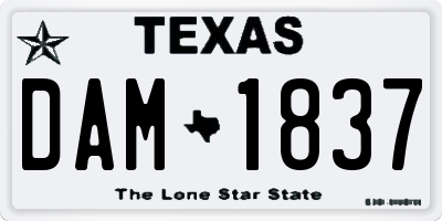 TX license plate DAM1837