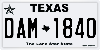 TX license plate DAM1840