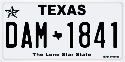TX license plate DAM1841