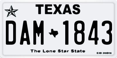 TX license plate DAM1843