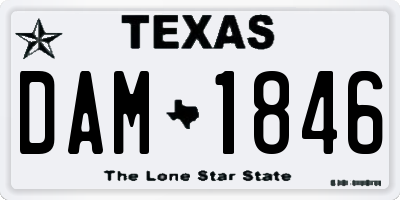 TX license plate DAM1846