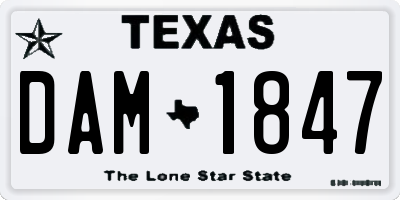 TX license plate DAM1847