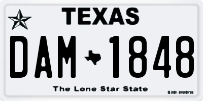 TX license plate DAM1848
