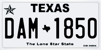 TX license plate DAM1850