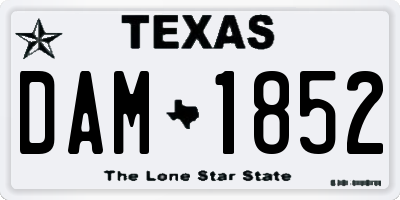 TX license plate DAM1852
