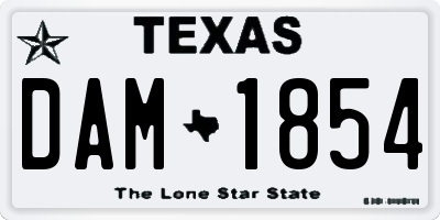 TX license plate DAM1854