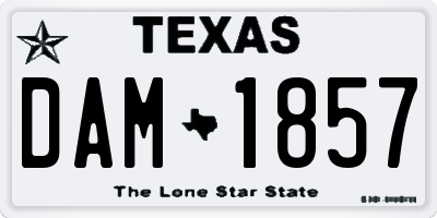 TX license plate DAM1857