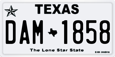 TX license plate DAM1858