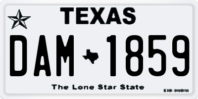 TX license plate DAM1859