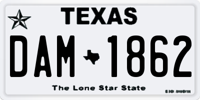 TX license plate DAM1862