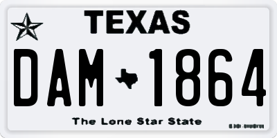 TX license plate DAM1864