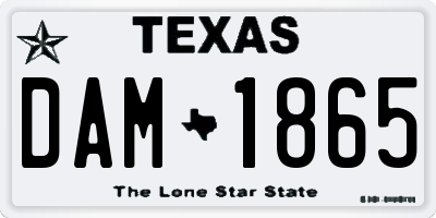 TX license plate DAM1865