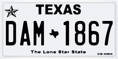 TX license plate DAM1867