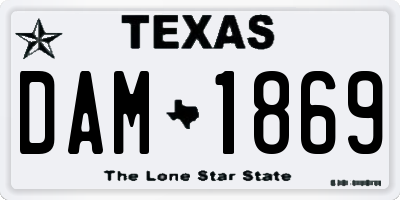 TX license plate DAM1869