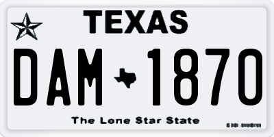 TX license plate DAM1870