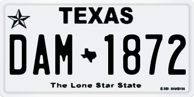 TX license plate DAM1872