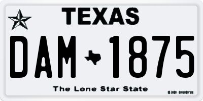 TX license plate DAM1875