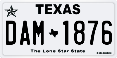 TX license plate DAM1876