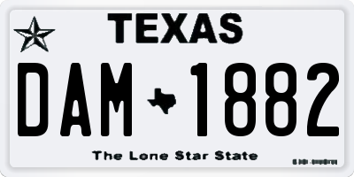 TX license plate DAM1882