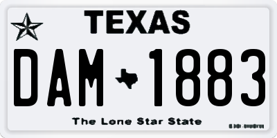 TX license plate DAM1883