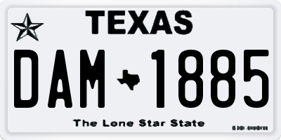 TX license plate DAM1885