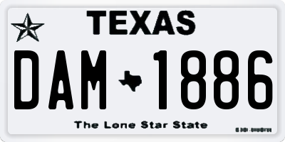 TX license plate DAM1886