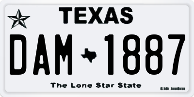 TX license plate DAM1887