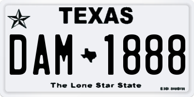 TX license plate DAM1888