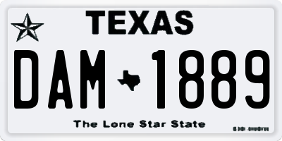 TX license plate DAM1889