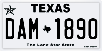 TX license plate DAM1890