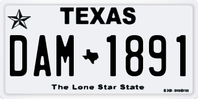 TX license plate DAM1891