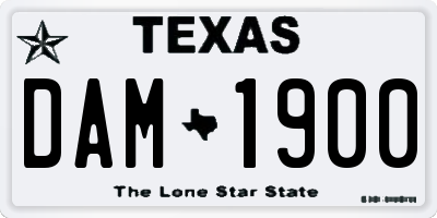 TX license plate DAM1900