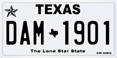 TX license plate DAM1901