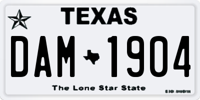 TX license plate DAM1904