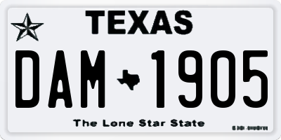 TX license plate DAM1905