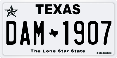 TX license plate DAM1907