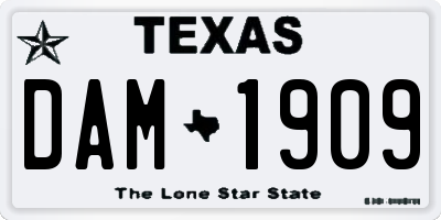 TX license plate DAM1909