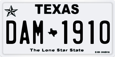 TX license plate DAM1910
