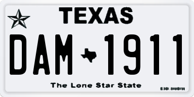 TX license plate DAM1911