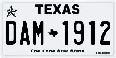 TX license plate DAM1912