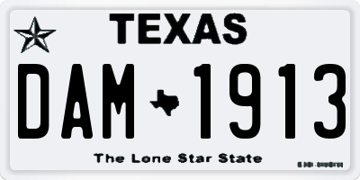 TX license plate DAM1913