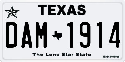TX license plate DAM1914