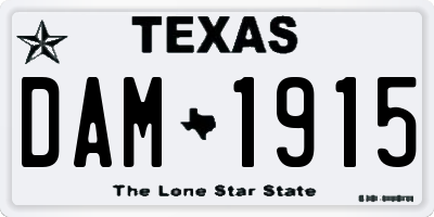 TX license plate DAM1915