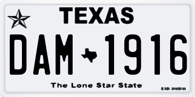 TX license plate DAM1916